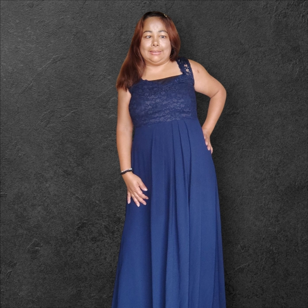 Miusol Women's Medium Navy Lace Formal Dress - Picture 3 of 12